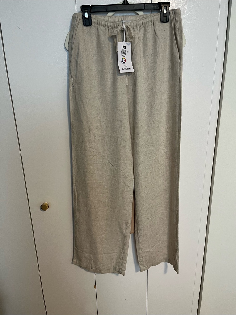 NWT Pull&Bear Relaxed Fit Beige Linen Blend Pants